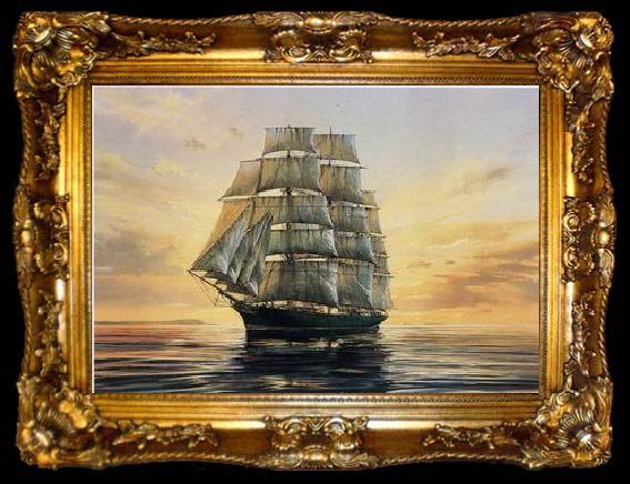 framed  unknow artist Seascape, boats, ships and warships. 110, ta009-2